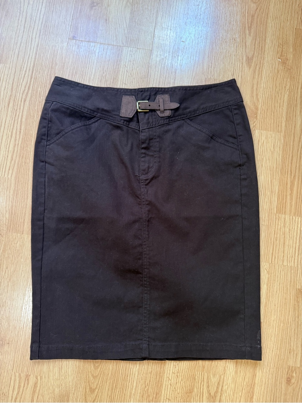 Lauren Ralph Lauren Brown Pencil Skirt Belt Buckle Detail Size 8